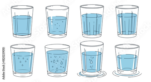 Glasses with water in different levels