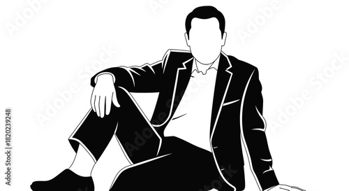 Confident businessman relaxing in tailored suit after successful deal