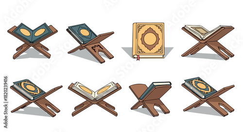 Quran stand and book collection for religious study