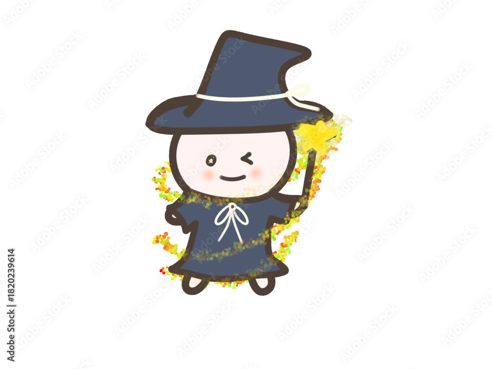 Fototapeta premium Cute Wizard Character Illustration | Kawaii Magical Design