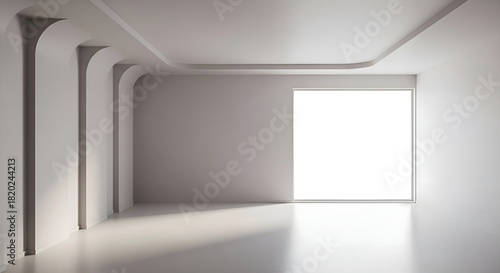 Wallpaper Mural Minimalist Empty White Room with Arches and Window Light Torontodigital.ca