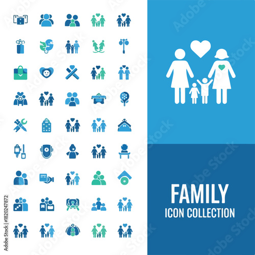 Family Icon Collection A Comprehensive Set of Symbols Representing Family Life and Relationships