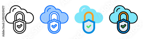 Cloud Protection Icon Collection Set Multiple Style