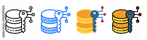 Encryption Key Icon Collection Set Multiple Style