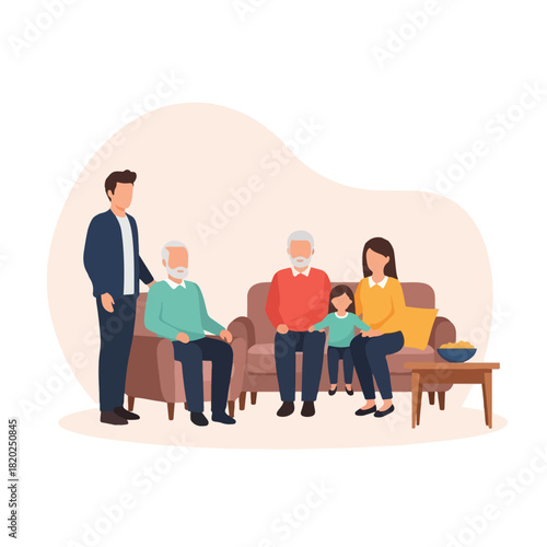 A multi-generational family gathered together, embodying unity and shared moments in a warm, inviting setting