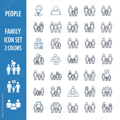 Family Icon Set A Collection of Diverse People Icons Representing Various Family Structures and Relationships