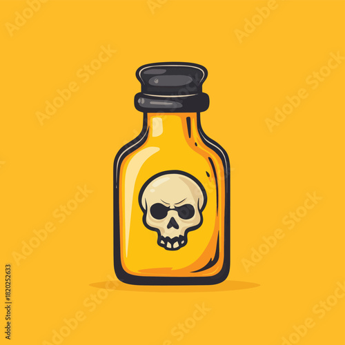 Poison bottle flat vector icon isolated on color background , vector style simple color