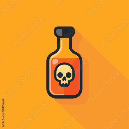 Poison bottle flat vector icon isolated on color background , vector style simple color