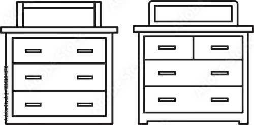 Two dressers with mirrors silhouette