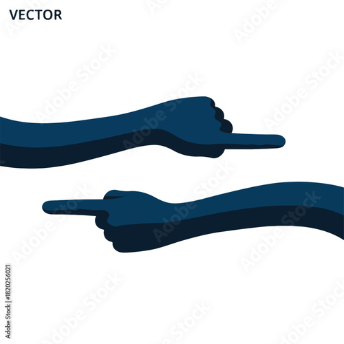 Two hands pointing in opposite directions symbolizing disagreement or differing opinions