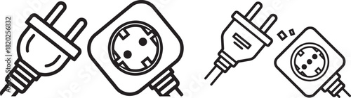 Electrical plug and socket connection silhouette