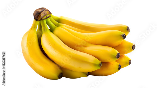 Fresh ripe yellow bananas bunch isolated on transparent background