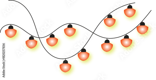 Illuminated halloween string lights with orange pumpkin shaped bulbs