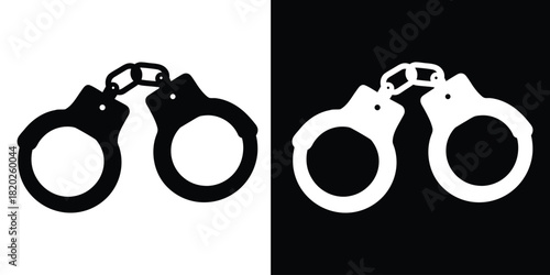 Handcuffs crime vector silhouette, handcuffs icon vector, police handcuff silhouette