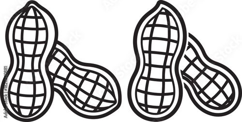 Two stylized peanut halves in silhouette
