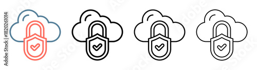 Cloud Protection Icon Collection Set Different Style