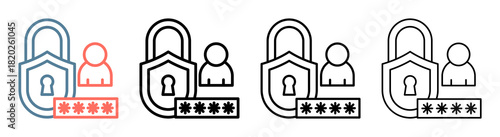 Password Protection Icon Collection Set Different Style