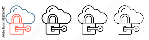 Cloud Lock Icon Collection Set Different Style