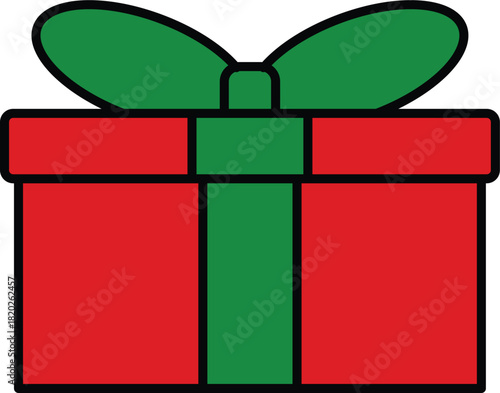 Christmas holiday gift box vector surprise reward prize lineart logo icon simple ui button present
