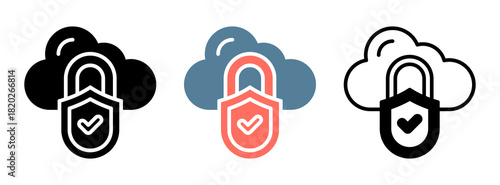 Cloud Protection Icon Collection Set  Glyph & Mixed Style  
