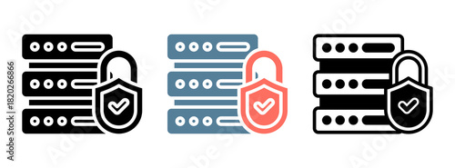 Secure Server Icon Collection Set  Glyph & Mixed Style  