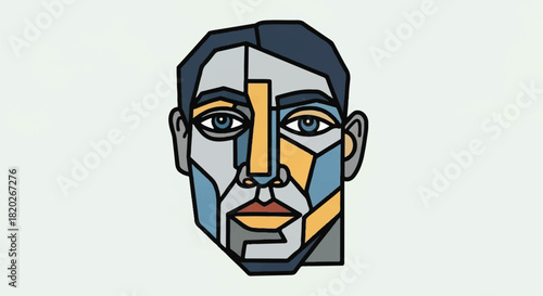 Abstract Cubist Style Geometric Man Portrait