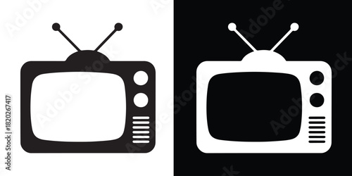 Television silhouette vector, retro old tv icon