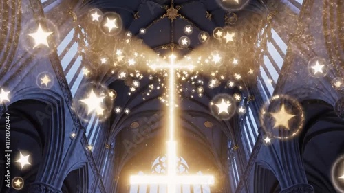Radiant Cathedral Ceiling Adorned with Celestial Stars