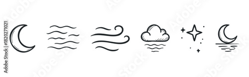 A set of simple, hand drawn weather icons for use in forecasts or weather related applications.