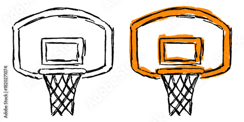 Grunge Sketch Handdrawn Basketball Ring Vector Ideal for sports, equipment, and expressive projects, featuring a rough, distressed hoop with a gritty sketch texture.