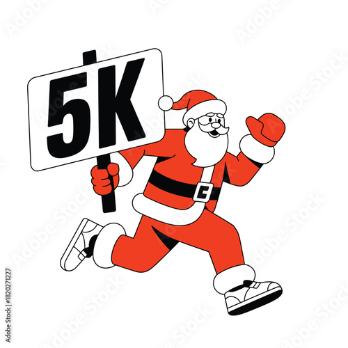 5K Race Cartoon Santa Running Stock Illustration