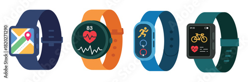 Smartwatch and Fitness Tracker Collection Vector Illustration