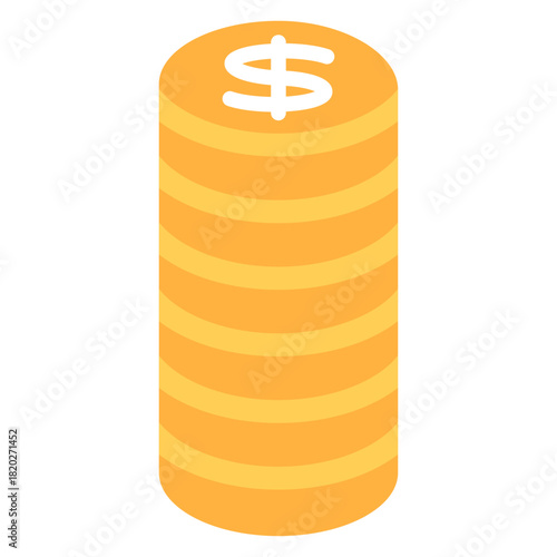쌓인 동전 달러 일러스트