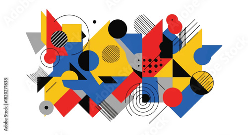 Mid-Century Modern Abstract Geometric Shapes Composition