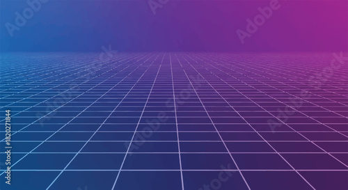 Retro Futurism 80s Wireframe Grid Landscape Background
