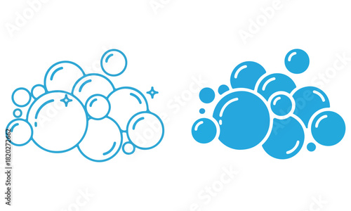 Bubble and Splotch Icon Set: Ascending Circles, Soap Suds Clusters, and Abstract Ink Blot Graphics Vector Collection
