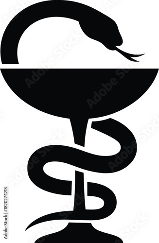 Black silhouette of the bowl of hygieia symbol