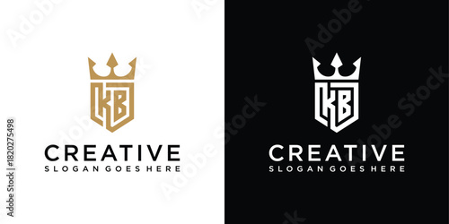 Initial letter KB or BK logo design with crown icon vector