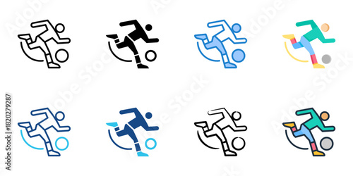 Soccer icon set multiple style collection 
