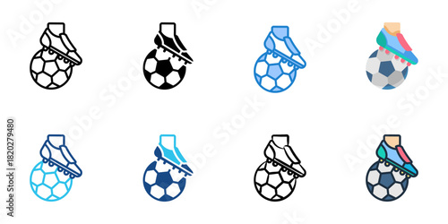 Football icon set multiple style collection 
