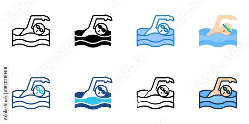 Swimming icon set multiple style collection 
