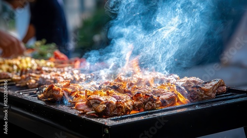 BBQ Grill, Meat Skewers, Summer Food, Grilling Outdoors