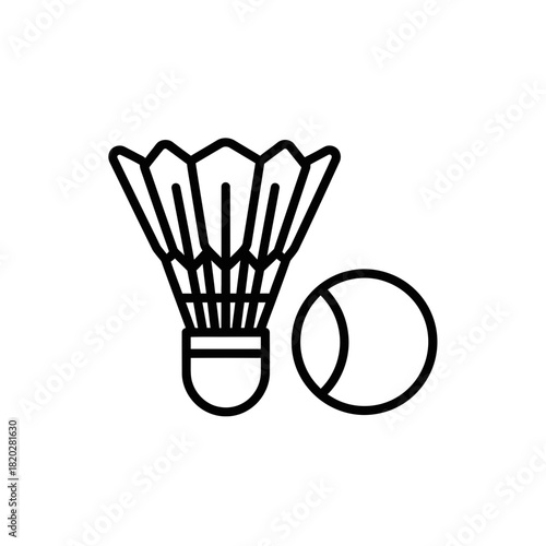 Badminton Shuttlecock Outline Icon – Minimal Sports Vector Design