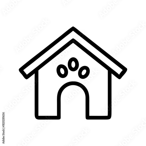 A pet house icon bold outline vector illustration design
