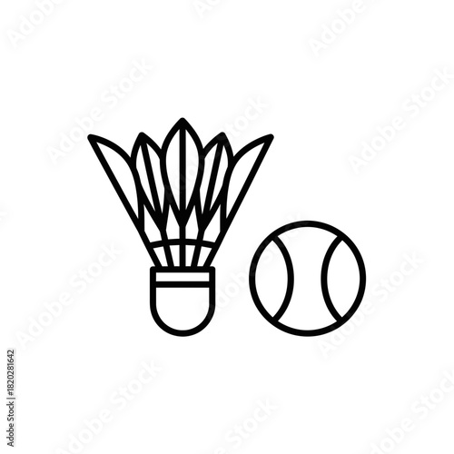 Badminton Shuttlecock Outline Icon – Minimal Sports Vector Design