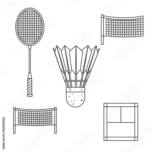 Badminton Shuttlecock Outline Icon – Minimal Sports Vector Design