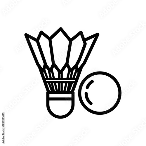 Badminton Shuttlecock Outline Icon – Minimal Sports Vector Design