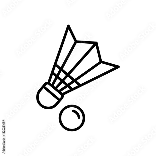 Badminton Shuttlecock Outline Icon – Minimal Sports Vector Design