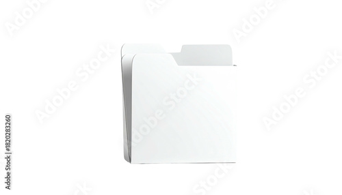 A white, three-dimensional, open file folder against a solid black background