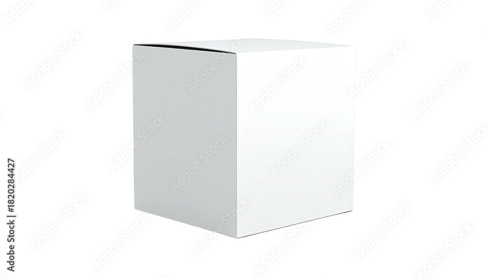 Fototapeta premium A simple, blank, white cube, likely a product packaging, isolated on black
